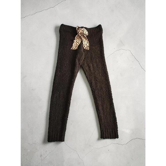 Felina Black Denali Leggings Size Large w/Leopard Print Bow - Picture 3 of 5